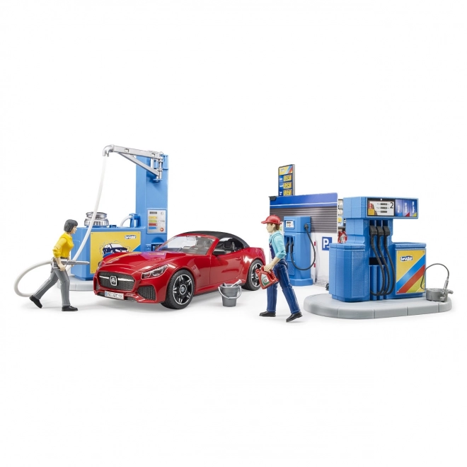 Bruder Tankstelle mit Auto und 2 Figuren