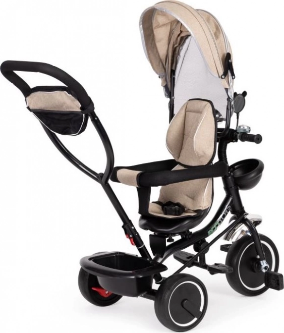 Ecotoys Dreirad mit Dach und Schubstange Beige