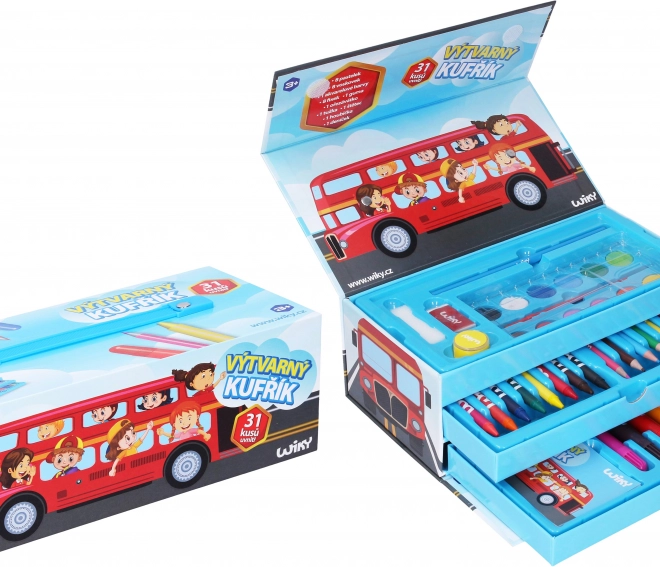 Kreativkoffer für Kinder mit Busmotiv, 31-tlg.