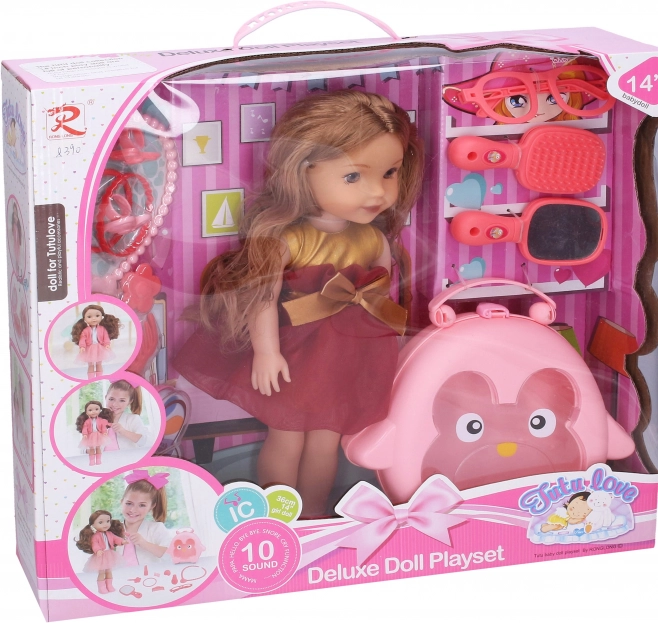 Puppe mit Zubehör Größe 35cm