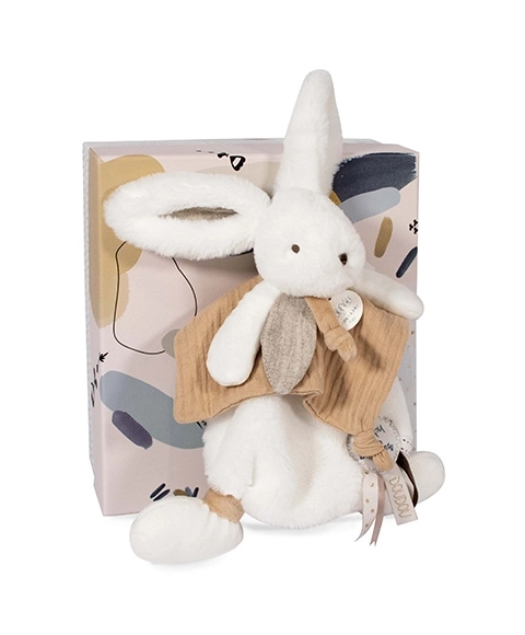 Doudou Geschenkset - Plüschhase mit Schmusetuch Beige