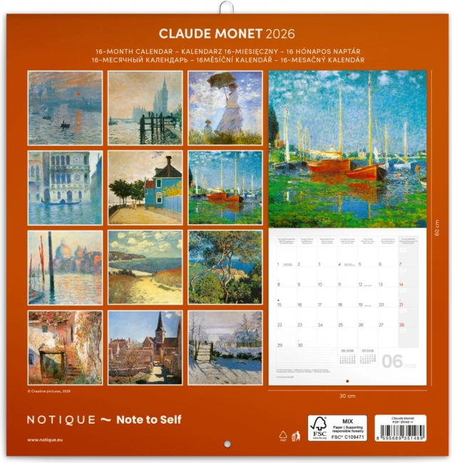 Notizkalender Claude Monet 2026, 30 x 30 cm