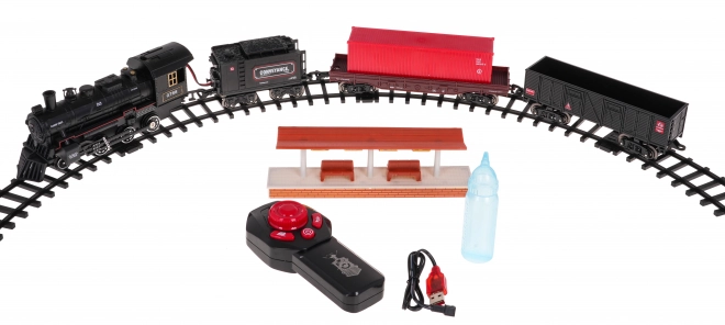 Retro Eisenbahn Set mit Fernbedienung und Rauchfunktion für Kinder ab 5 Jahren