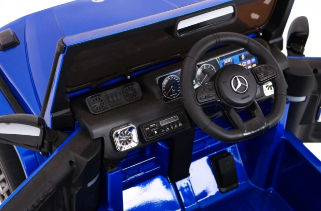 Mercedes AMG G63 für Kinder Blaue Farbe + Fernbedienung + MP3 LED + langsamer Start + EVA + Gurte