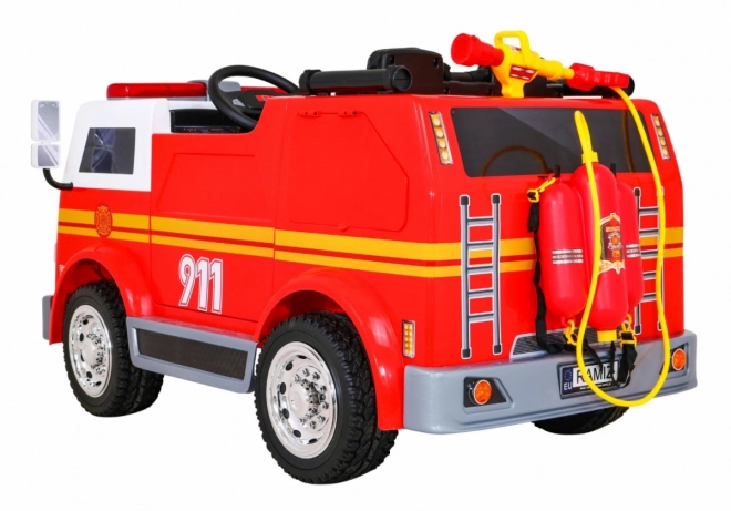 Kinderspielzeug-Feuerwehrauto mit Batterie + Wasserspritze + Megafon + Feuerwehrhahn + Steuerung