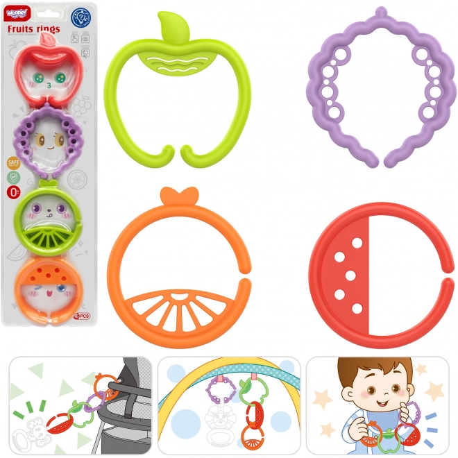 Woopie sensorische Baby-Spielzeug Rasseln Fruchtkette 4-teilig