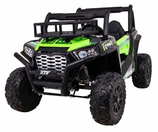 Buggy UTV Offroader für Kinder Grün + Fernbedienung + Gepäckträger + langsamer Start + EVA + MP3 LED