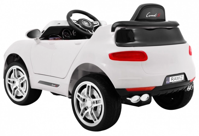 Turbo-S batteriebetriebenes Auto für Kinder Weiß + Fernbedienung + Langsamer Start + EVA-Räder + Radio MP3