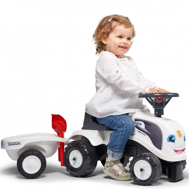 Baby-Traktor Valtra Weiß mit Anhänger und Zubehör