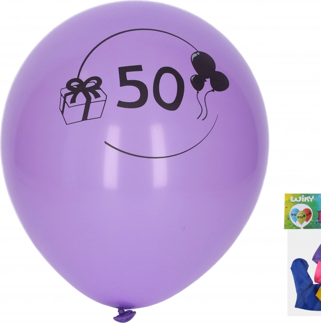 Luftballons 30 cm mit Zahl 50, Farbmix – Set 5 Stück
