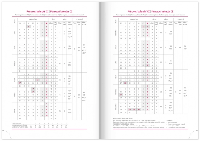 Tageskalender Tomy 2025 blau-rot 15 x 21 cm