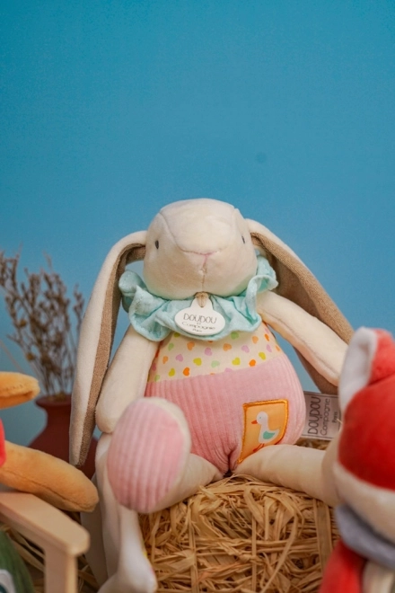 Doudou Geschenkset Rosa Kaninchen Ciboulette mit Decke
