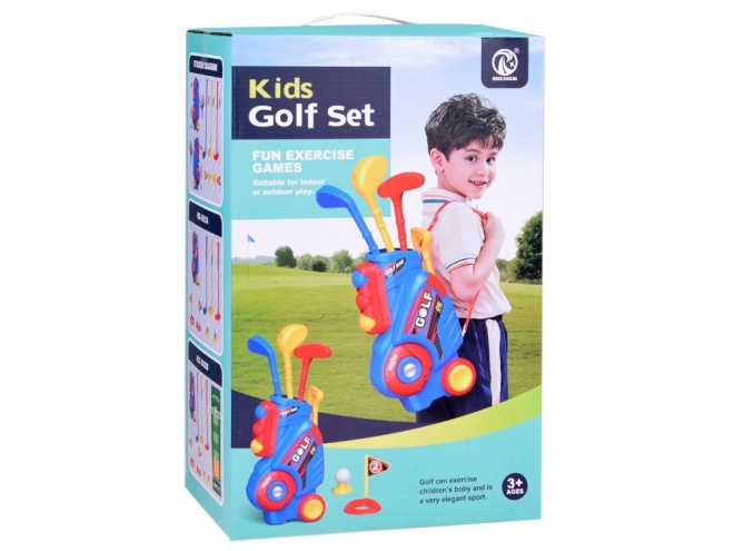 Mini-Golf-Set mit Schlägern, Bällen und Rollständer für Kinder