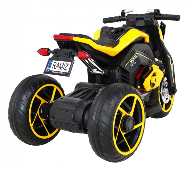 Zukünftiges Kinder-Motorrad auf Batterie Gelb + Audiopanel + Langsamer Start + EVA Räder