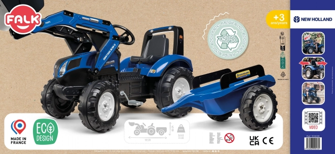 Falk Trettraktor New Holland mit Anhänger