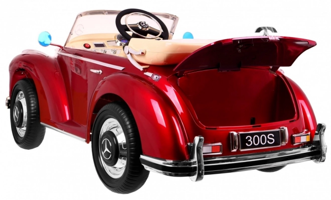 Mercedes Benz 300S Retro für Kinder roter Lack + Fernbedienung + EVA + langsamer Start + LED MP3