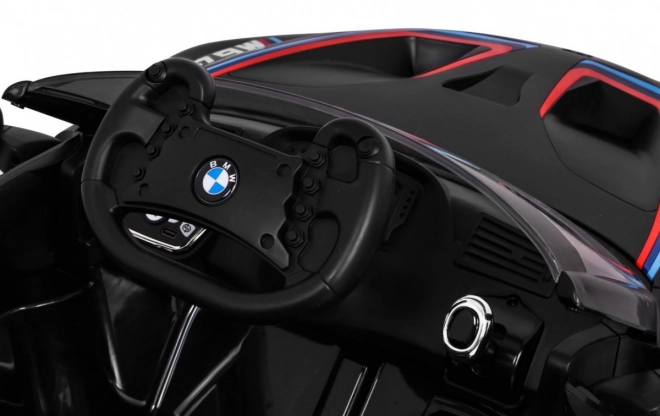 BMW M6 GT3 Spielzeugauto auf Batterie für Kinder schwarz + Belüftung + MP3-Sounds Lichter + Fernbedienung