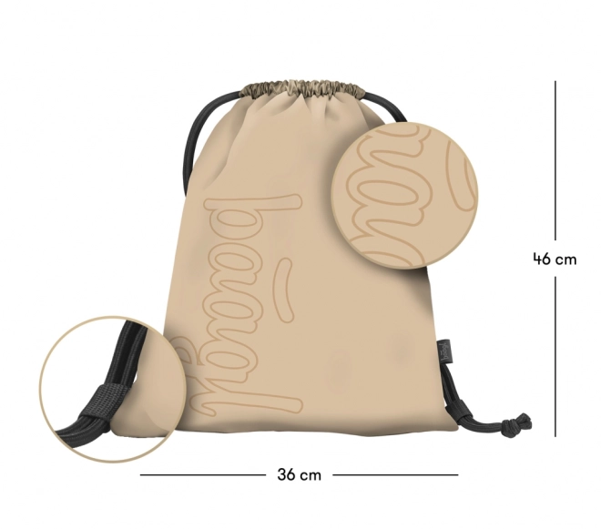 Baagl Set aus Rucksack, Federmäppchen und Turnbeutel in Beige