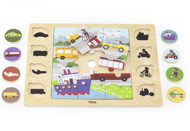 Fahrzeuge Puzzle 2 in 1 - Schatten finden Spiel