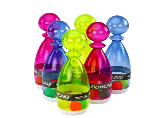 Bowling-Set 6 Bunte Transparente Kegel