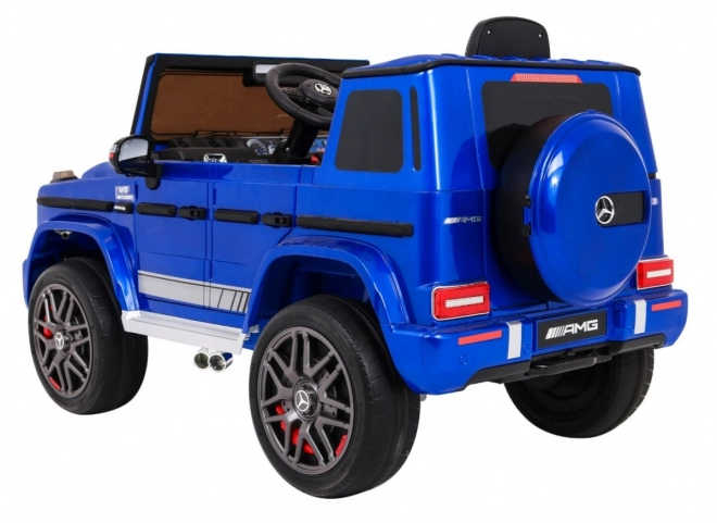 Mercedes AMG G63 für Kinder Blaue Farbe + Fernbedienung + MP3 LED + langsamer Start + EVA + Gurte