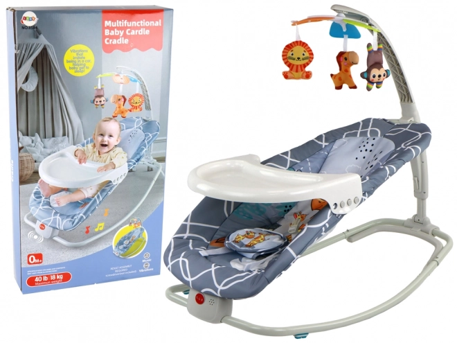 2-in-1 Babywippe und Sitz mit Sound und Vibration - Giraffe