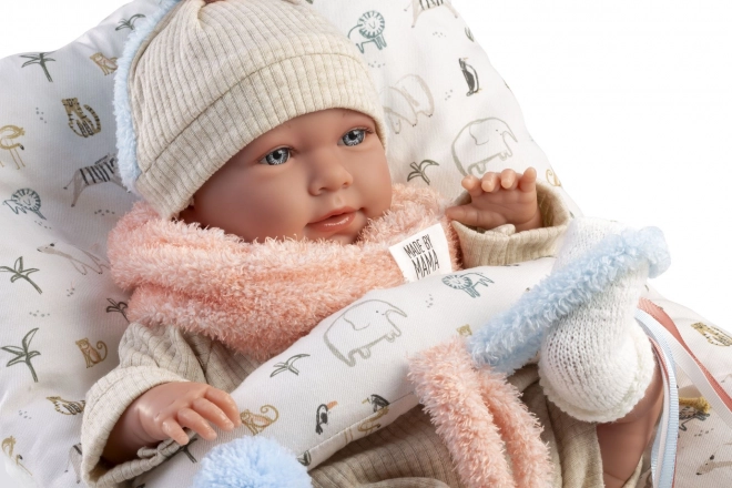 Realistische Babypuppe mit Geräuschen und weichem Stoffkörper 42 cm
