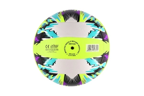 Bunter Volleyball genäht Leder 21cm im Beutel