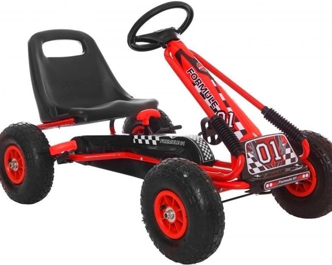 Tret-Gokart mit Luftreifen + Aufblasbare Reifen + Verstellbarer Sitz – Rot