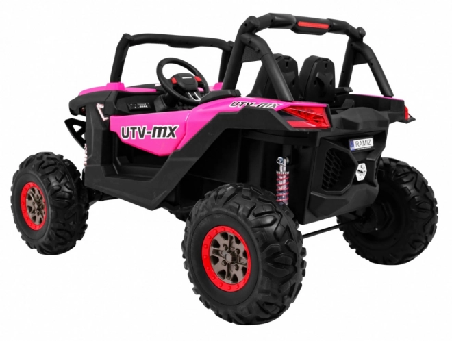 Kinderwagen SuperStar rosa + Antrieb 4x4 + Fernbedienung + Kofferraum + MP3 LED + Türschloss
