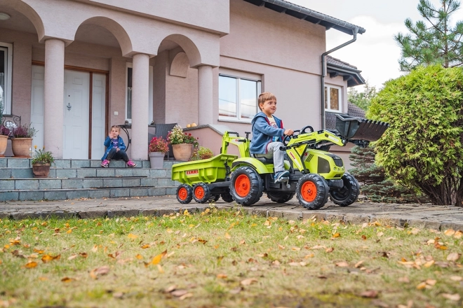 Trettraktor Claas Axos mit Front- und Heckschaufel + Anhänger