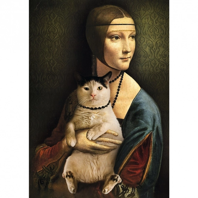 Puzzle 1000 Teile Dame mit Katze