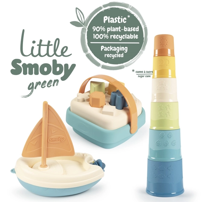 Smoby little green set boot turm-sortierer bioplastik