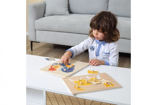 Montessori Holzpuzzle Hahn