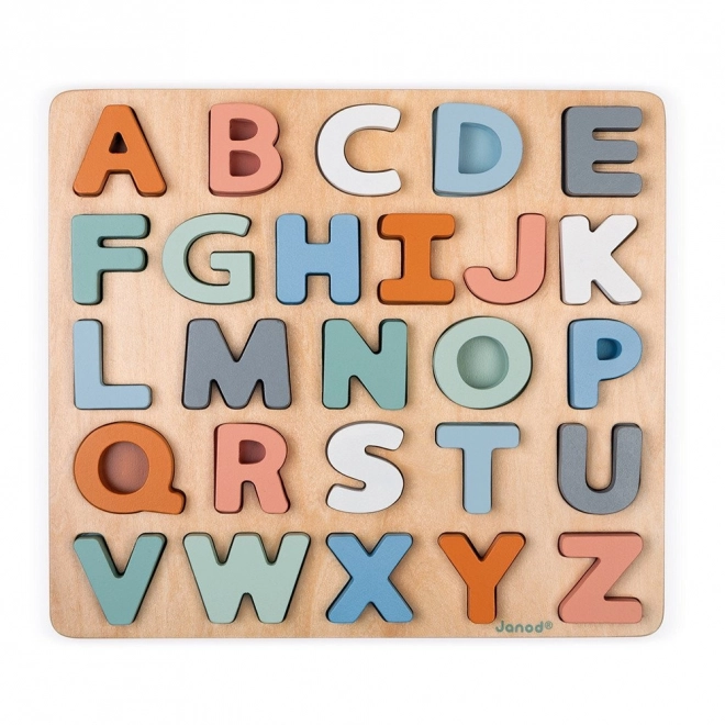 Holzpuzzle Alphabet mit Tafel von Janod