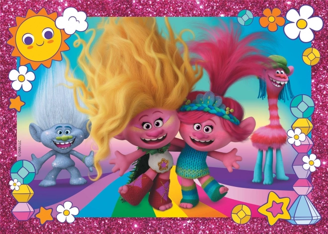 Glitzerndes Puzzle TROLLS 3, 100 Teile