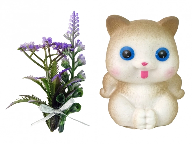 Puppe Emily mit Katz und Blumen