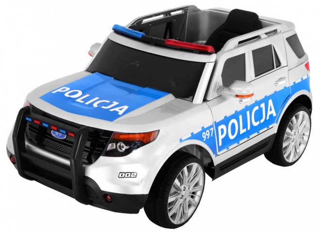 Kinder Polizei SUV Auto mit Batterie + Sirenen + Lichter + Megafon + Fernbedienung + langsamer Start + EVA + Aufkleber