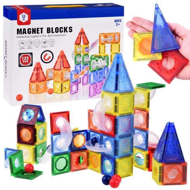 Magnetisches Baukastensystem mit Kugelbahn ZA4719 - 123 Teile
