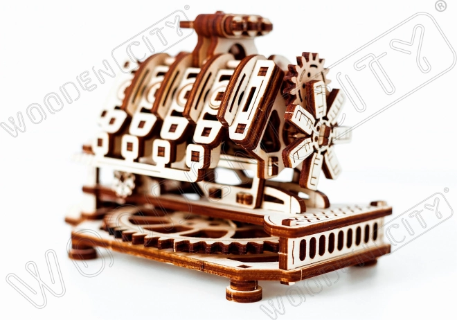 Holzmechanisches 3D-Puzzle V8 Motor