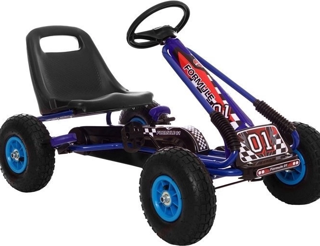 Tret-Gokart mit Luftreifen + Aufblasbare Reifen + Verstellbarer Sitz – Blau