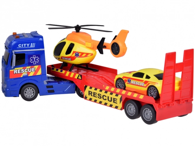 Rettungsfahrzeug-Set mit Hubschrauber und Auto