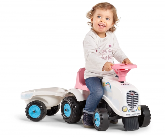 Falk Traktor Rainbow mit Anhänger Weiß für Kleinkinder