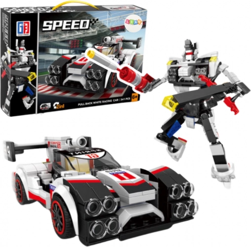 2-in-1-Baukasten Sportwagen und Roboter, 341 Teile, weiß