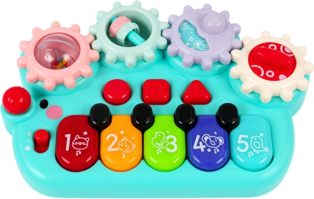 Interaktives Kinderklavier mit Zahnrädern blau