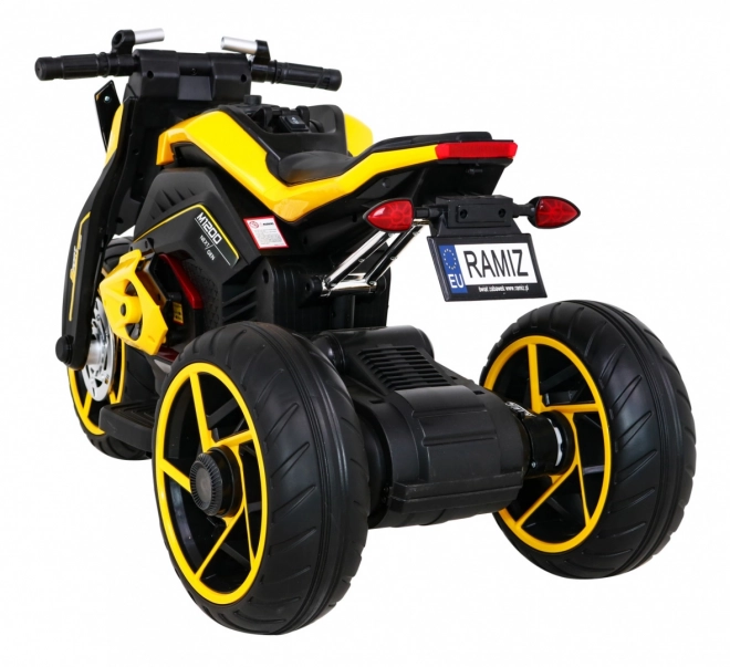 Zukünftiges Kinder-Motorrad auf Batterie Gelb + Audiopanel + Langsamer Start + EVA Räder