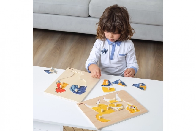 Montessori Holzpuzzle Hahn