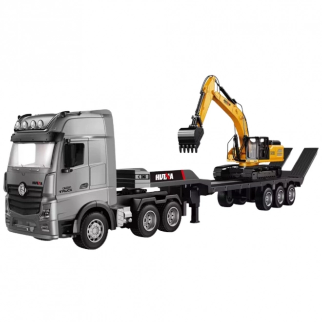 Ferngesteuertes Lastwagenmodell mit Anhänger und Bagger Huina 1:18