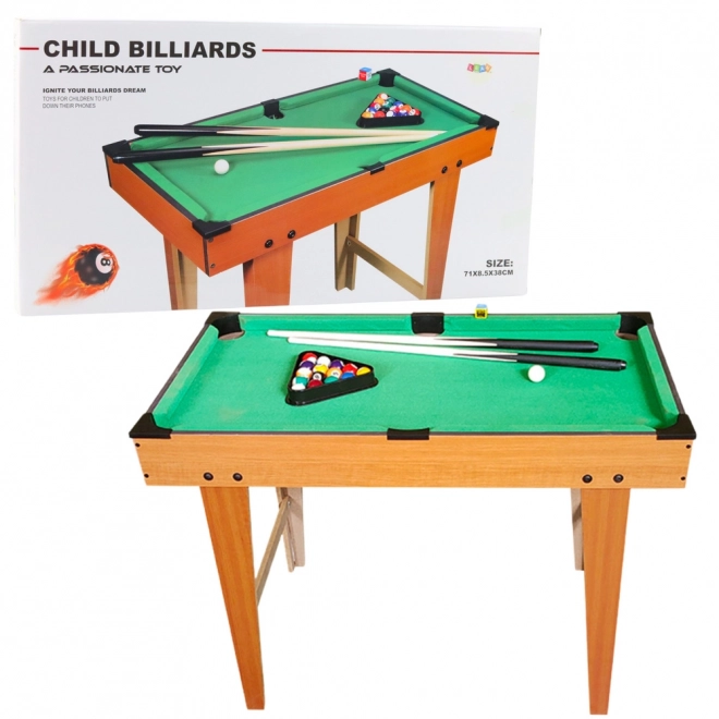 Mini Billiardtisch aus Holz mit Kugeln und Queues