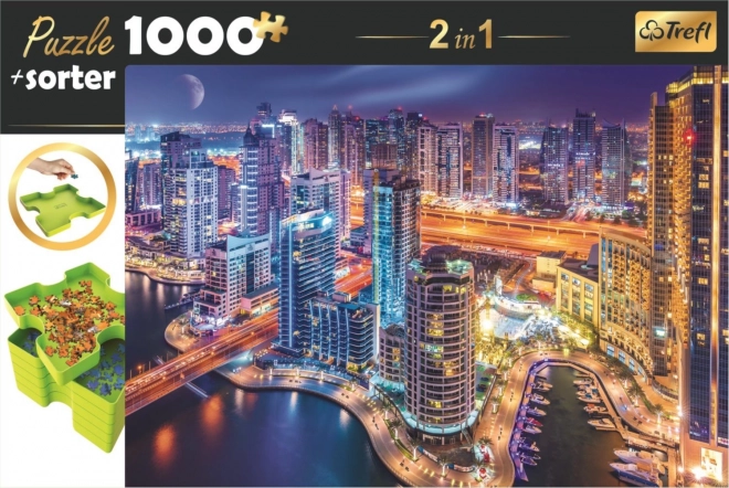 Puzzle mit Sortierer 2-in-1 Nächtliches Dubai 1000 Teile